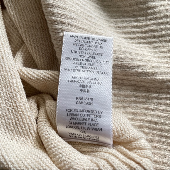 FREE PEOPLE Tunic S Cream Sweater CrissCross V-neck Bell Sleeves Side Vents Long - Picture 9 of 12